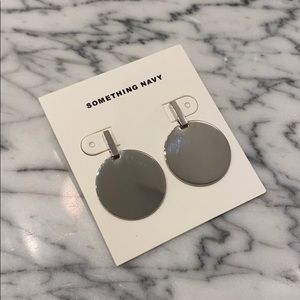 Something Navy Silver Disc Stud Earring